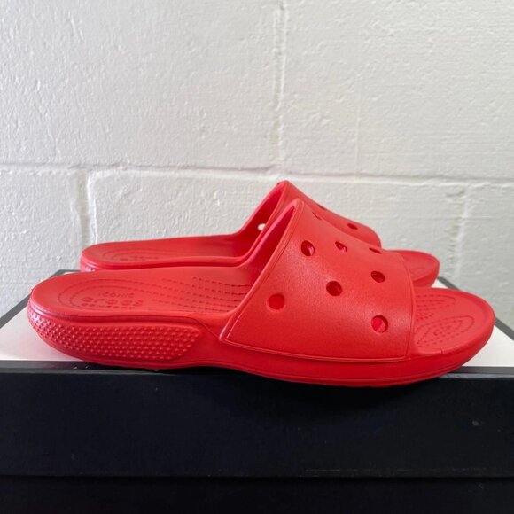 Crocs Classic 206121 Bright Red Slip On Open Toe Comfort Slide Sandals Men's 10 - Picture 1 of 8